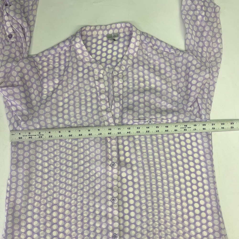 Kut from the Kloth Womens XL Lavender Polka Dot‎ Roll Tab Sleeve Blouse Purple - Picture 13 of 15